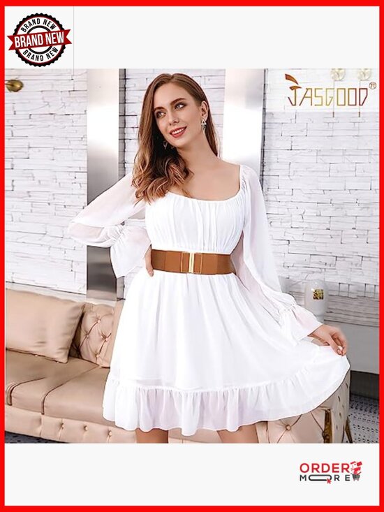 4 Pack Wide Elastic Stretch Belts for Women Dress Belt Adjustable main image 7